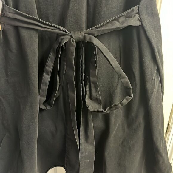 ZARA Black Pull-On Spaghetti Strap Cotton Romper w/ Attached Belt Straps- Large - Picture 8 of 15